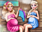 Ellie and Elsa Pregnant Sauna