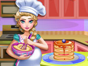 Pregnant Elsa Baking Pancakes